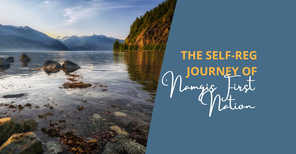 Journey of Namgis First Nation. Image is of mountains and water.