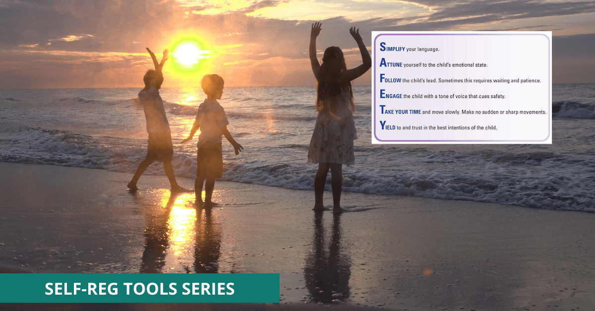 Image is of kids playing on a beach at sunset