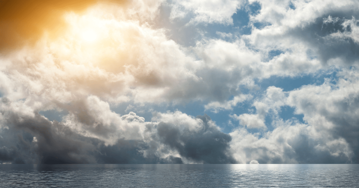 clouds over calm water